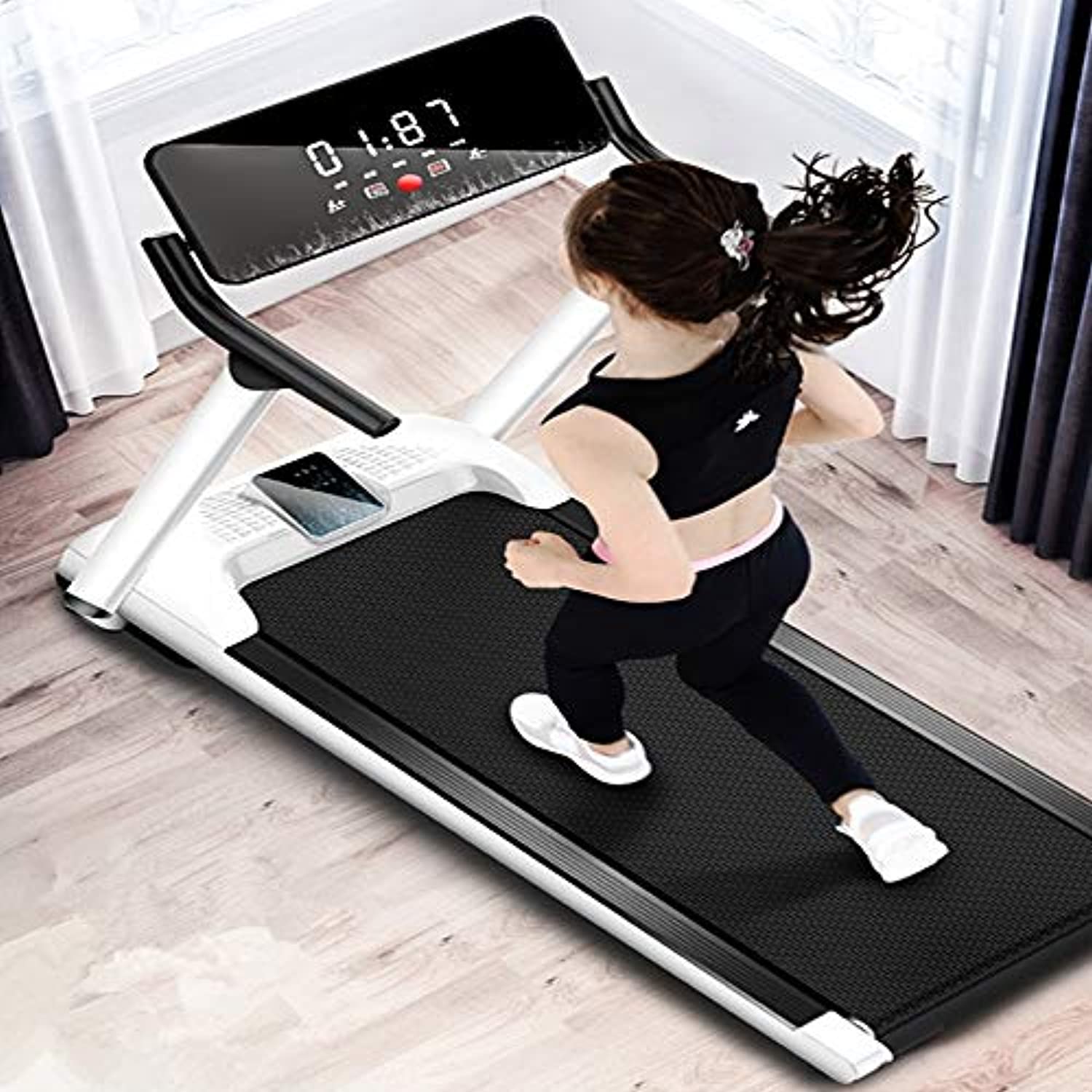 Zzfni Treadmill Small Treadmill for Household Use, Support for Variable Speed Running Mute Indoor, Multifunctional Mini Folding Walking Machine Foldable Treadmill