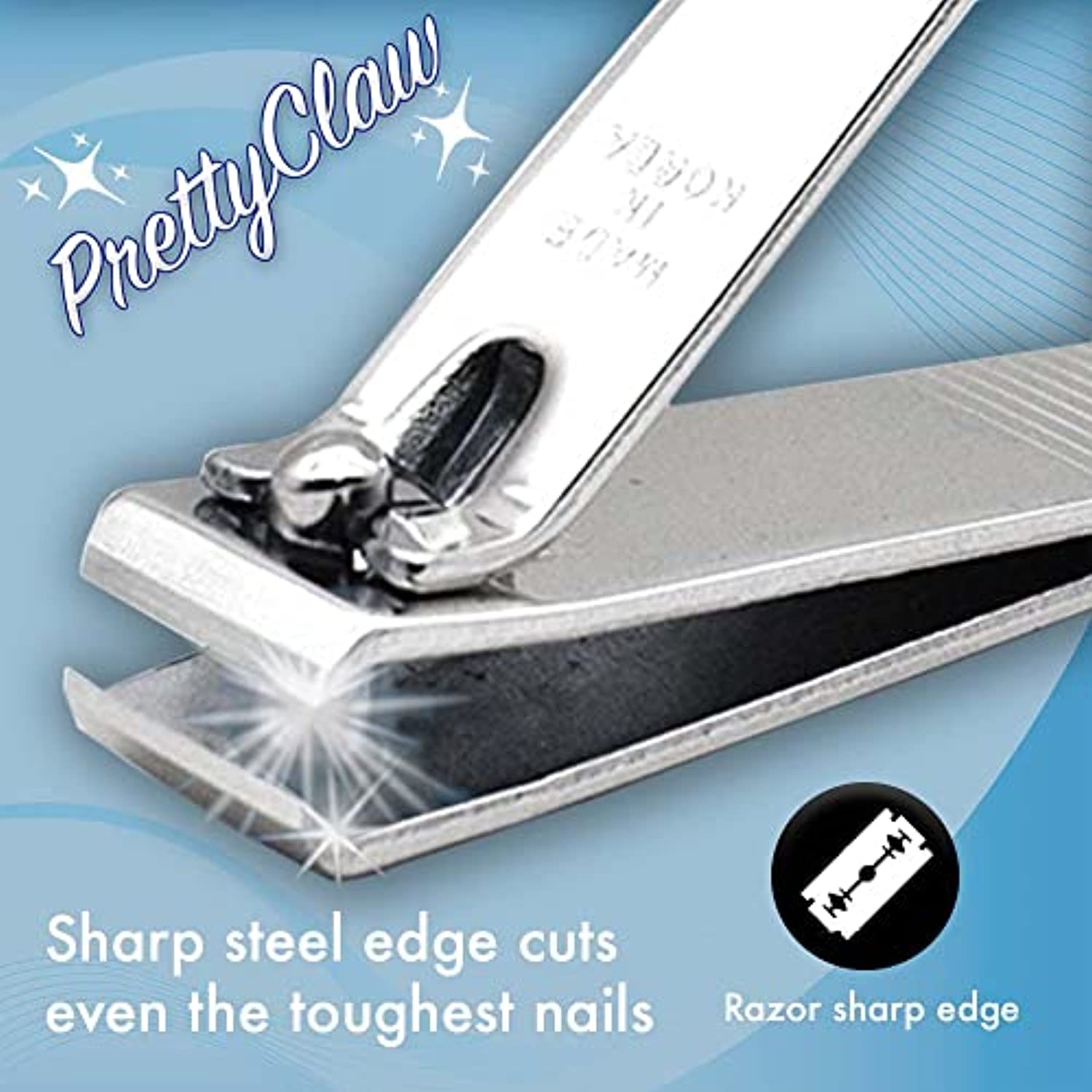PrettyClaw | Nail Clipper Sharp Edge Finger Toe Nail Cutter Nail Trimmer Stainless Steel (Straight Edge)