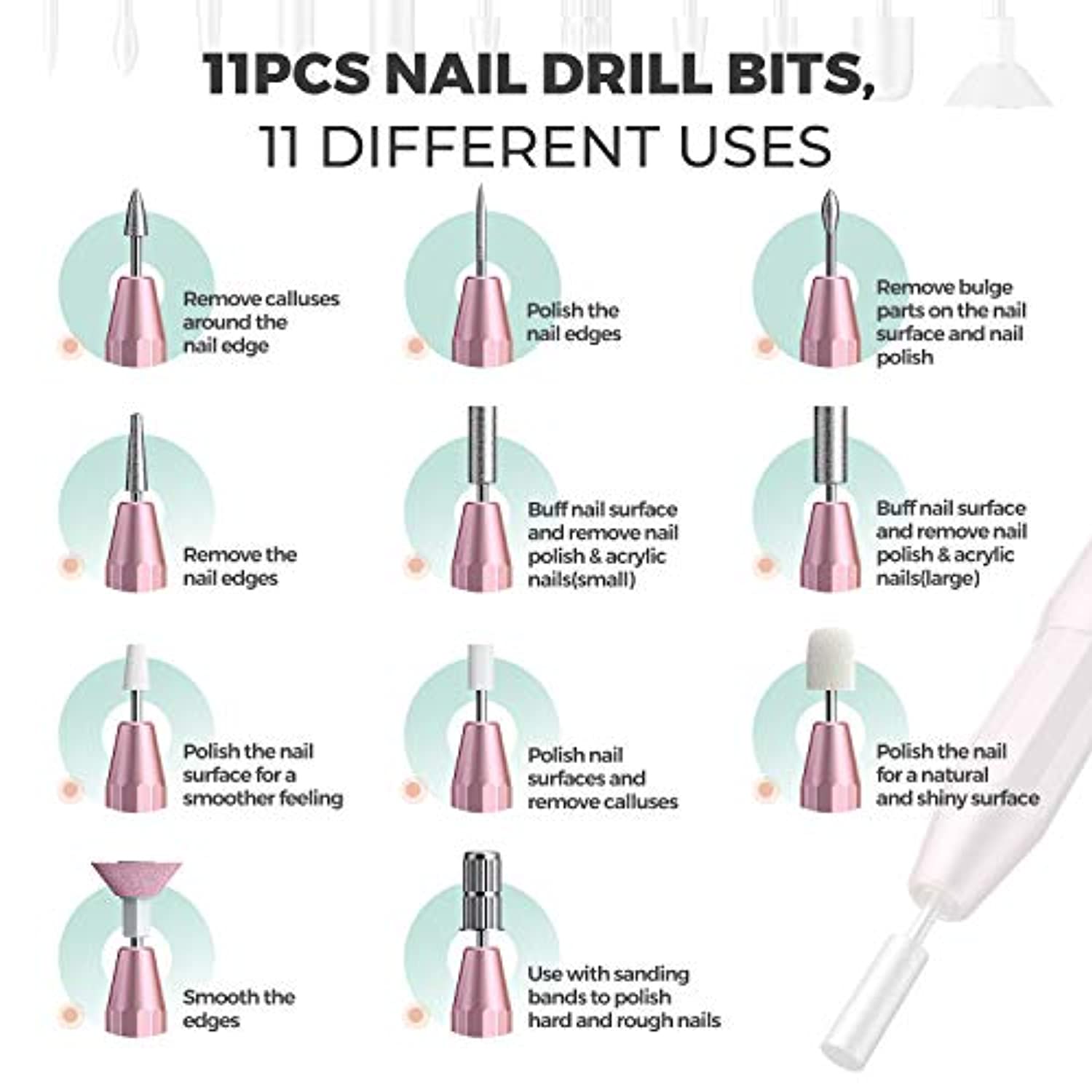 Nail Drills for Acrylic Nails Professional Electric Nail File, RenoJ Portable Electric Nail Drill Efile Nail Filer Electric