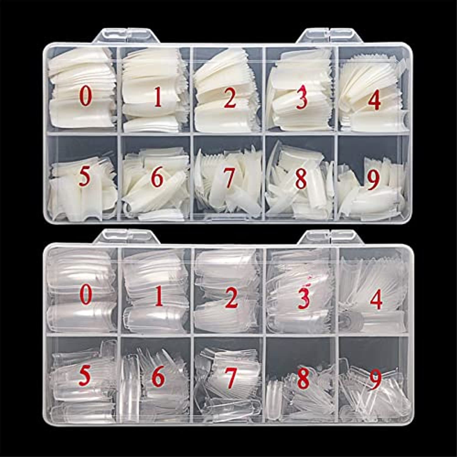 Feugole French Nail Tips Acrylic Flake Nails Half Cover 1000PCS Artificial False Nails Half Tips & Box for DIY Nail Art