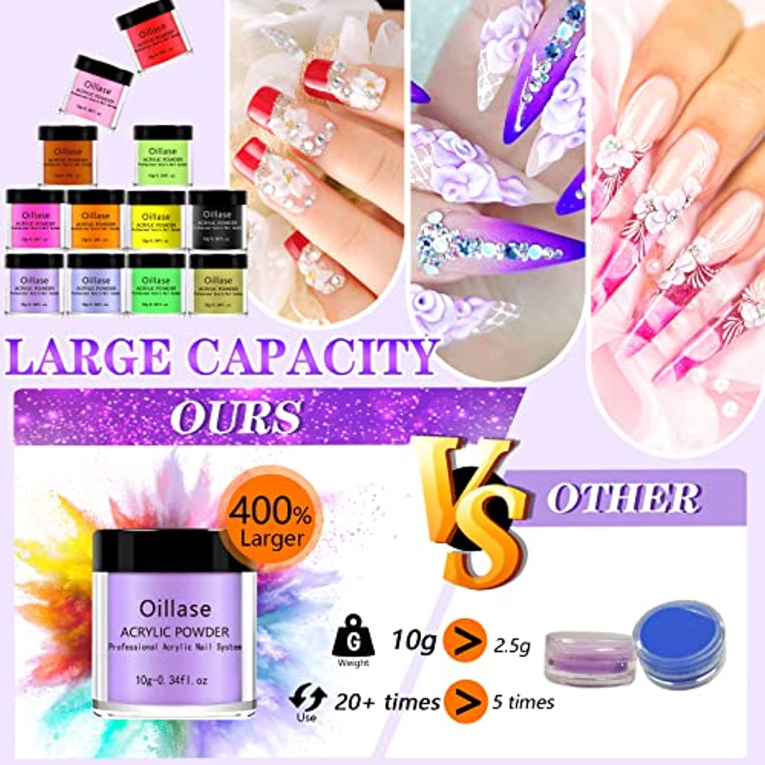 Large Acrylic Nail Kit Set Professional Acrylic with Everything,Acrylic Powder and Monomer Acrylic Nail Liquid for Beginners,Acrylic Nail Supplies Acrylic Nail Brush,Practice Hand for Acrylic Nails