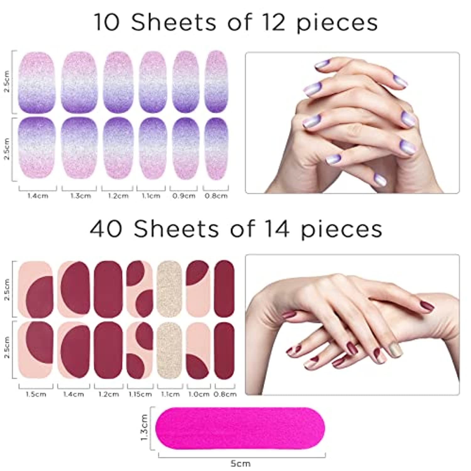 680 Pieces 50 Sheets Nail Polish Strips Full Wraps Nail Stickers Self-Adhesive Nail Decals with Nail Files for Women Girls DIY Nail Art Decoration (Classic Style)