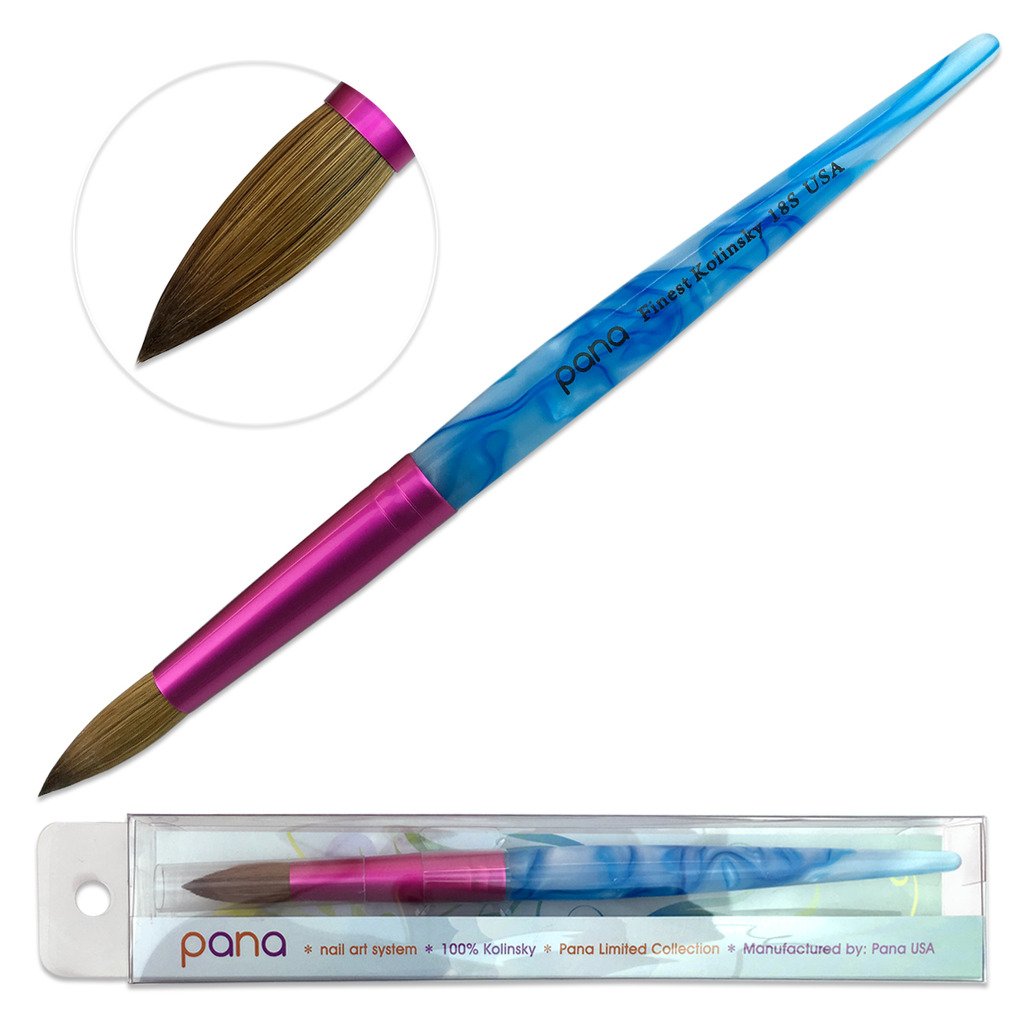 Pana Finest Kolinsky100% Pure Kolinsky Acrylic Nail Brushes (Round Shape Acrylic Handle) (Size # 8)