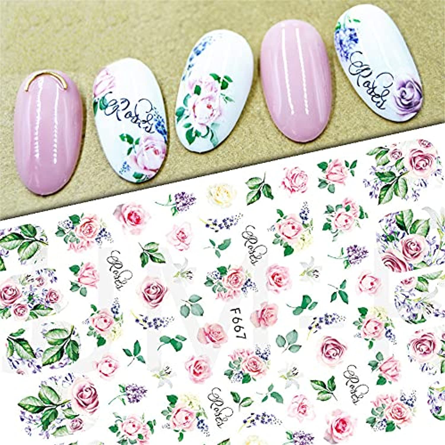 Dornail 8 Sheets Butterfly Nail Stickers Flower Nail Decals Self-Adhesive Summer Floral Nail Art Sticker Nail Designs Nail Decorations