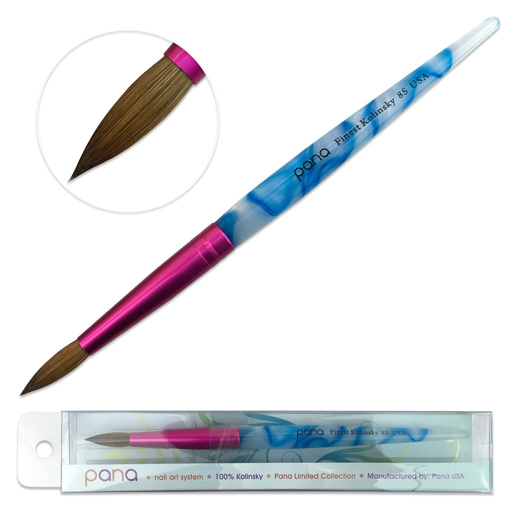 Pana Finest Kolinsky100% Pure Kolinsky Acrylic Nail Brushes (Round Shape Acrylic Handle) (Size # 8)