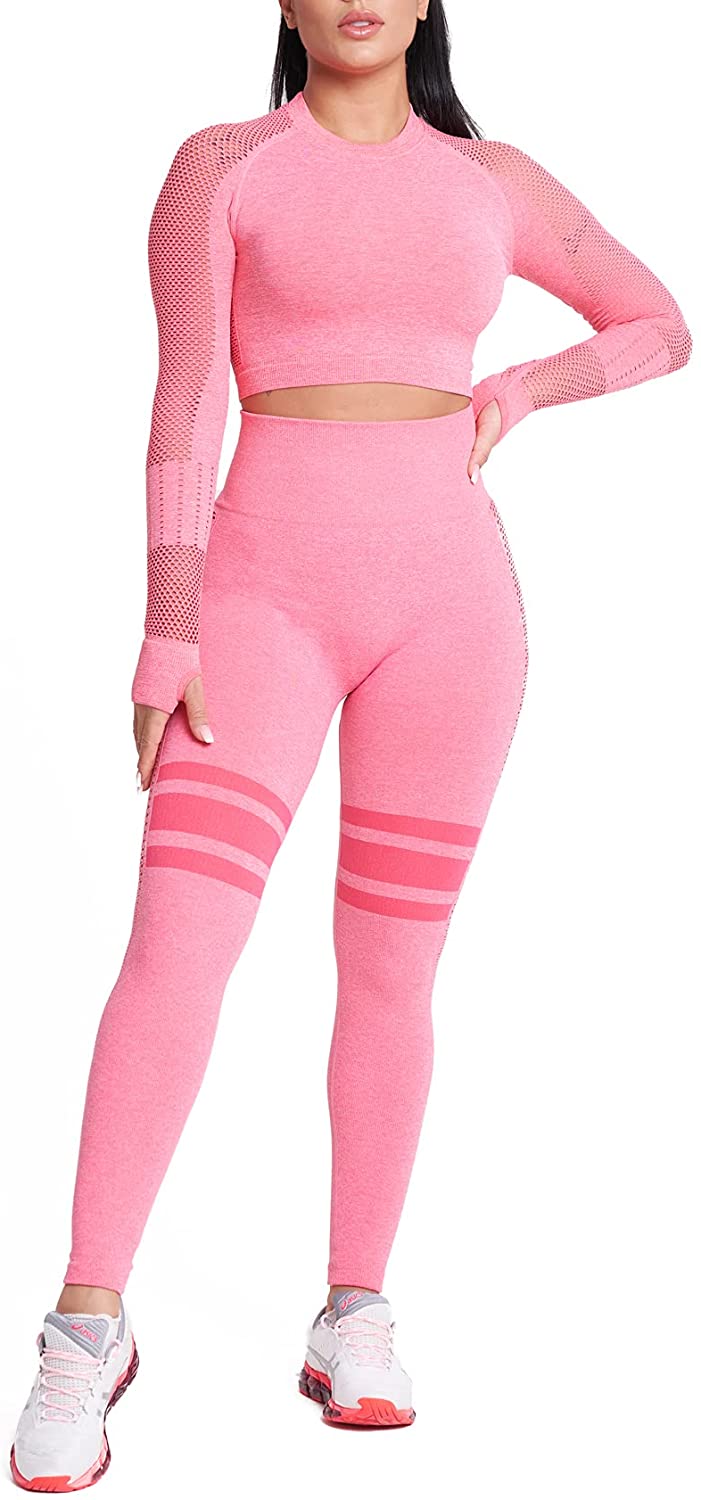 MANON ROSA Workout Sets Women 2 Piece Yoga Fitness Clothes Exercise Sportswear Legging Crop Top Gym Clothes