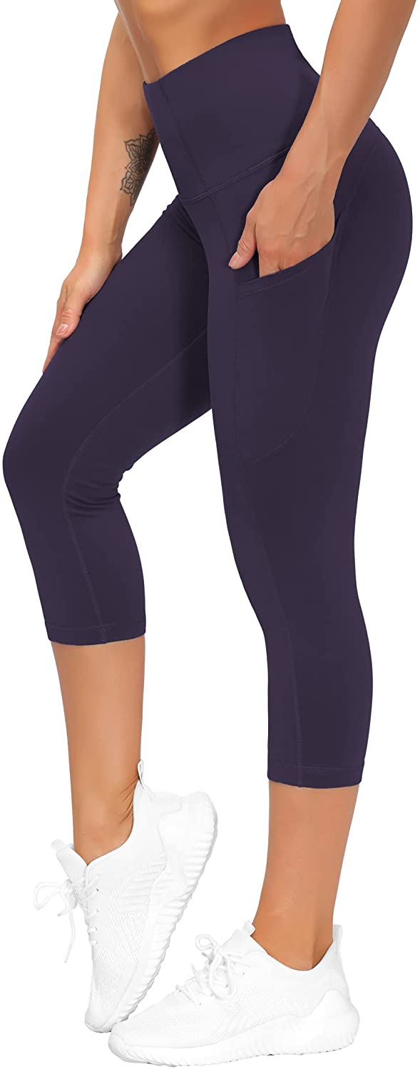 THE GYM PEOPLE Thick High Waist Yoga Pants with Pockets, Tummy Control Workout Running Yoga Leggings for Women