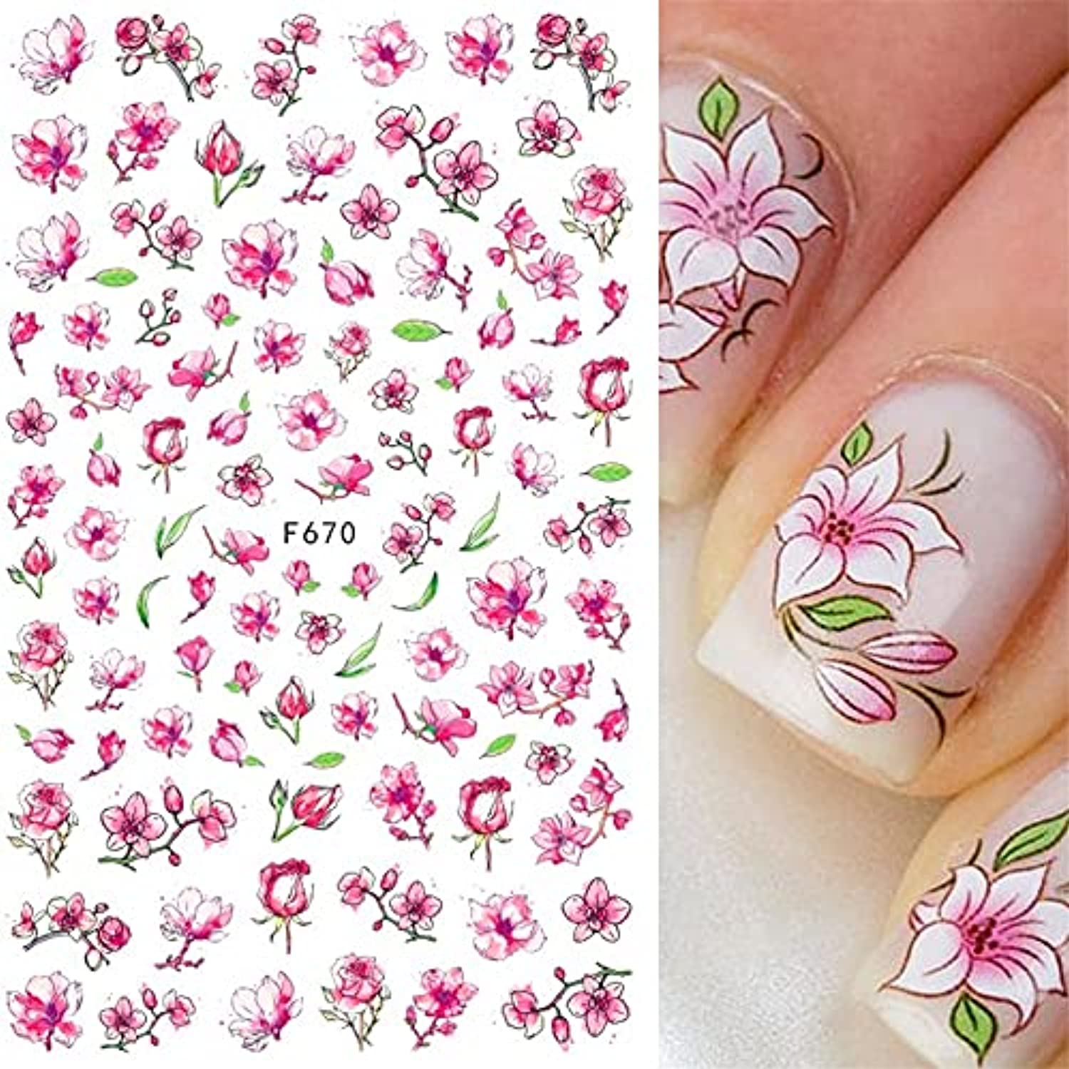 Dornail 8 Sheets Butterfly Nail Stickers Flower Nail Decals Self-Adhesive Summer Floral Nail Art Sticker Nail Designs Nail Decorations