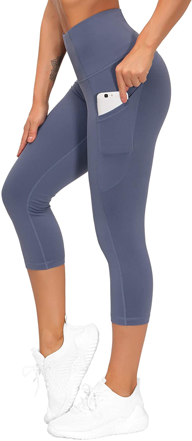 THE GYM PEOPLE Thick High Waist Yoga Pants with Pockets, Tummy Control Workout Running Yoga Leggings for Women