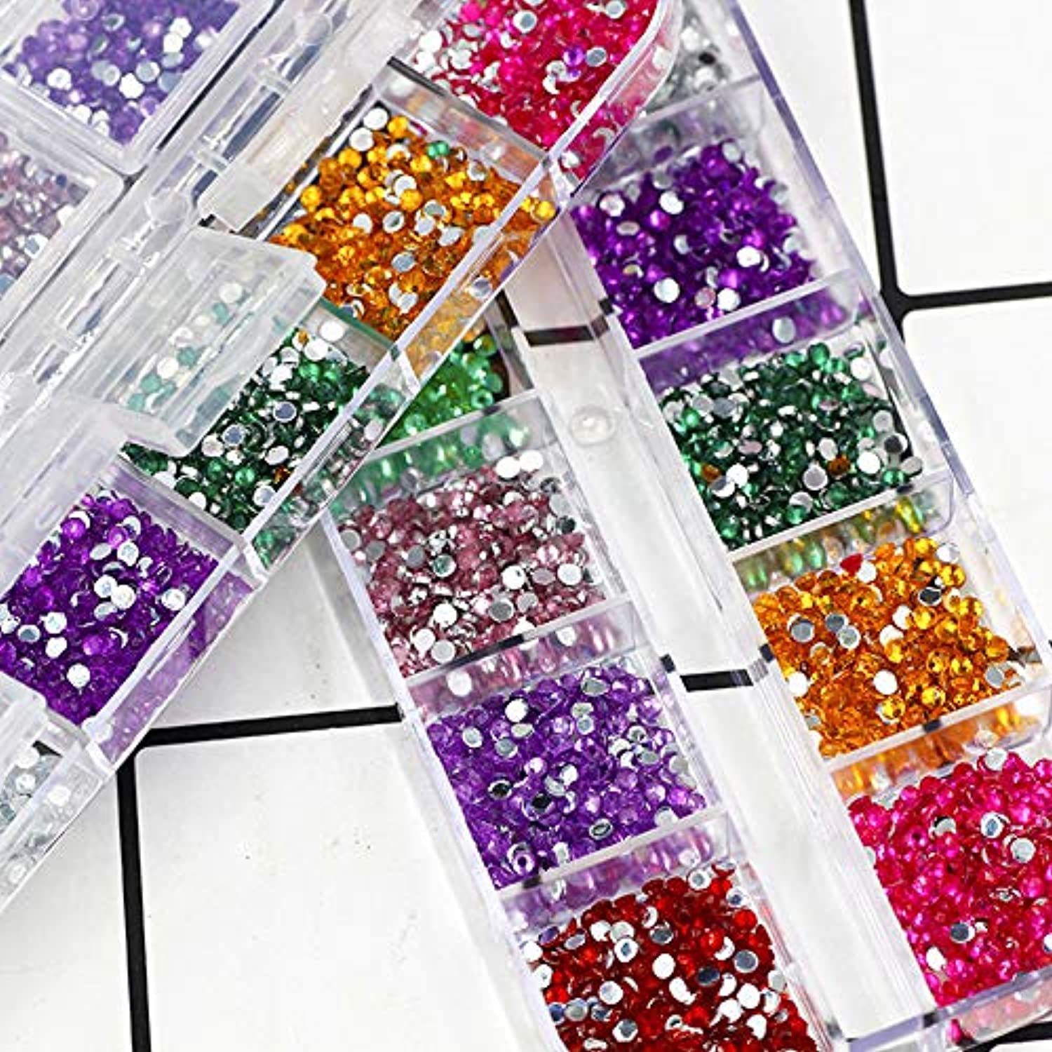 12 Colors Nail Art Rhinestones Kit Nail Rhinestones 4000 Pieces (2 Boxes) with 2 Pick Dotting Pen Flatback Nail Studs Horse Eye Rhinestones for Nail Art Decorations Supplies