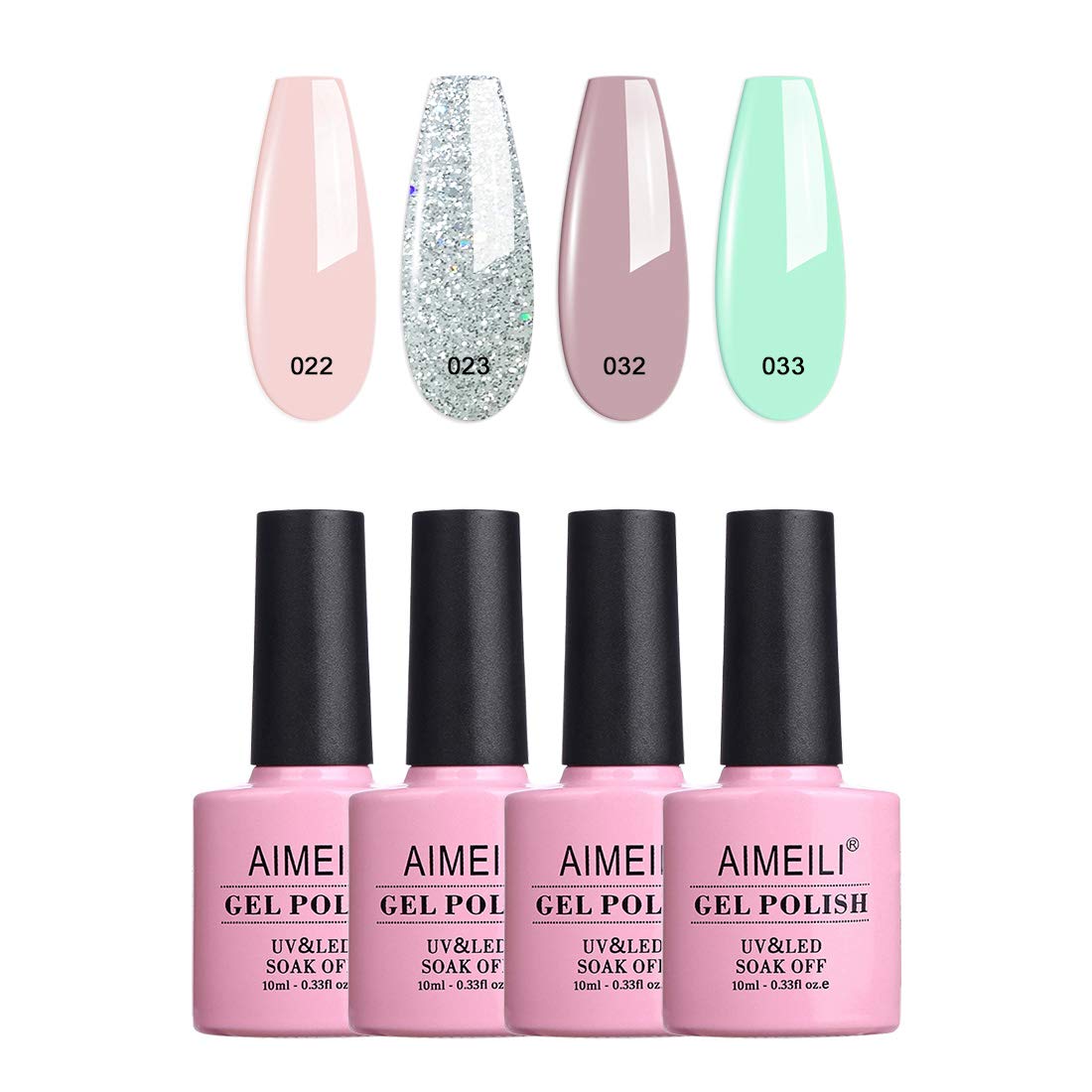 AIMEILI Soak Off U V LED Nude Gel Nail Polish Natural Sheer Pink Nail Polish Gel Set Of 4pcs X 10ml - Kit Set 17