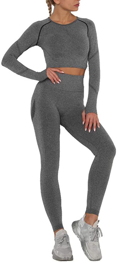 MANON ROSA Workout Sets Women 2 Piece Yoga Fitness Clothes Exercise Sportswear Legging Crop Top Gym Clothes