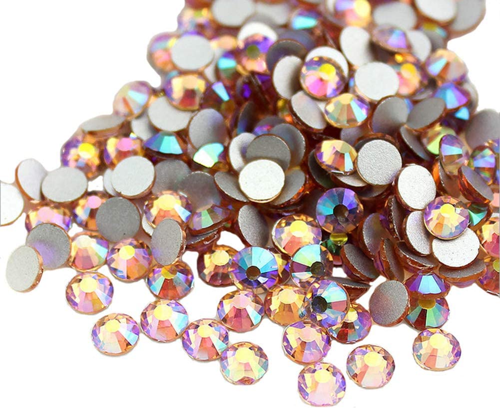 Jollin Glue Fix Crystal Flatback Rhinestones Glass Diamantes Gems for Nail Art Crafts Decorations Clothes Shoes(ss20 1440pcs, Siam)