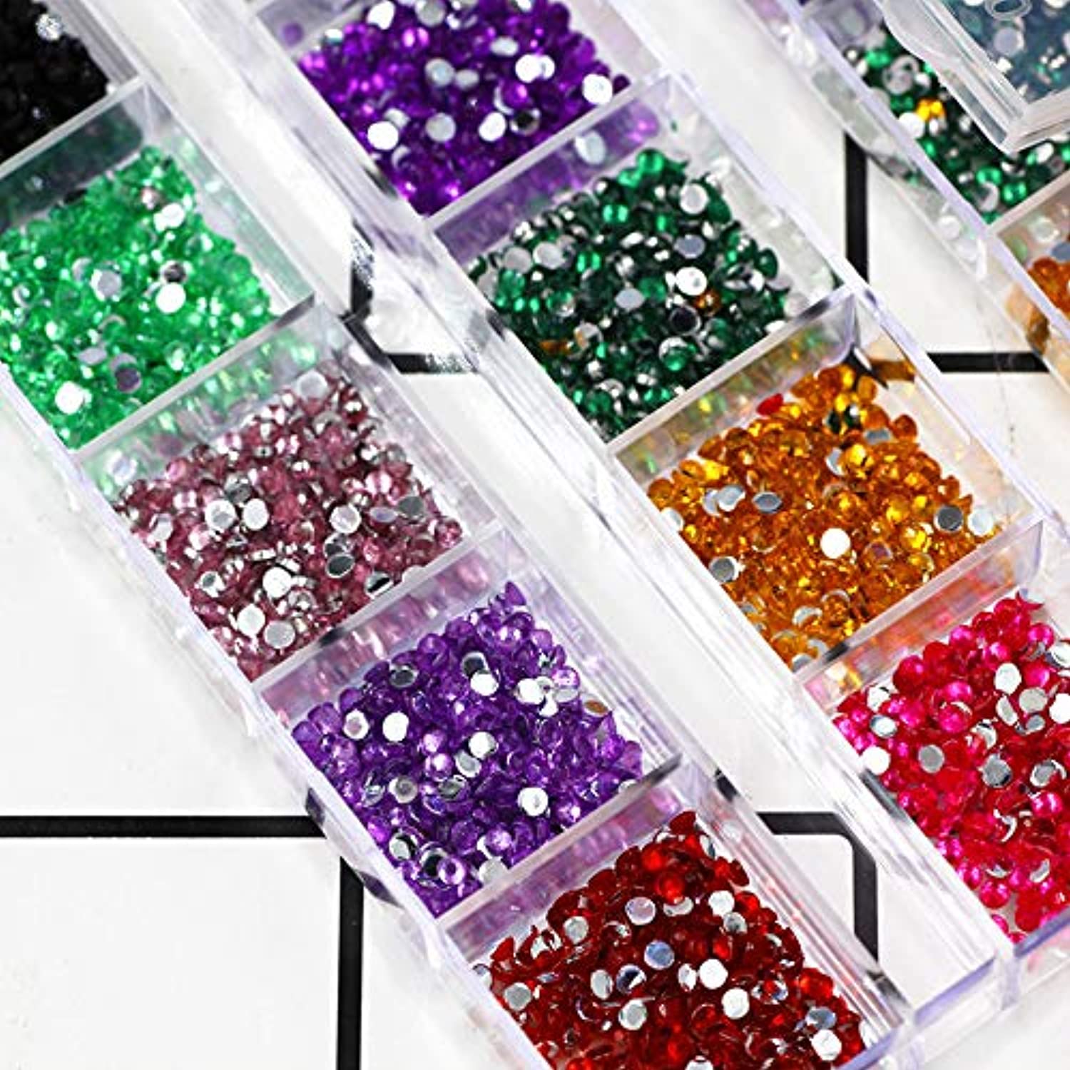 12 Colors Nail Art Rhinestones Kit Nail Rhinestones 4000 Pieces (2 Boxes) with 2 Pick Dotting Pen Flatback Nail Studs Horse Eye Rhinestones for Nail Art Decorations Supplies