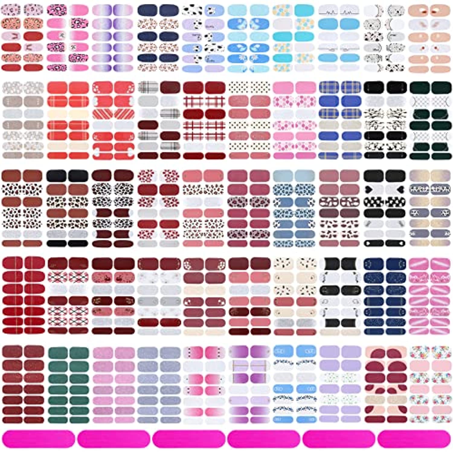 680 Pieces 50 Sheets Nail Polish Strips Full Wraps Nail Stickers Self-Adhesive Nail Decals with Nail Files for Women Girls DIY Nail Art Decoration (Classic Style)