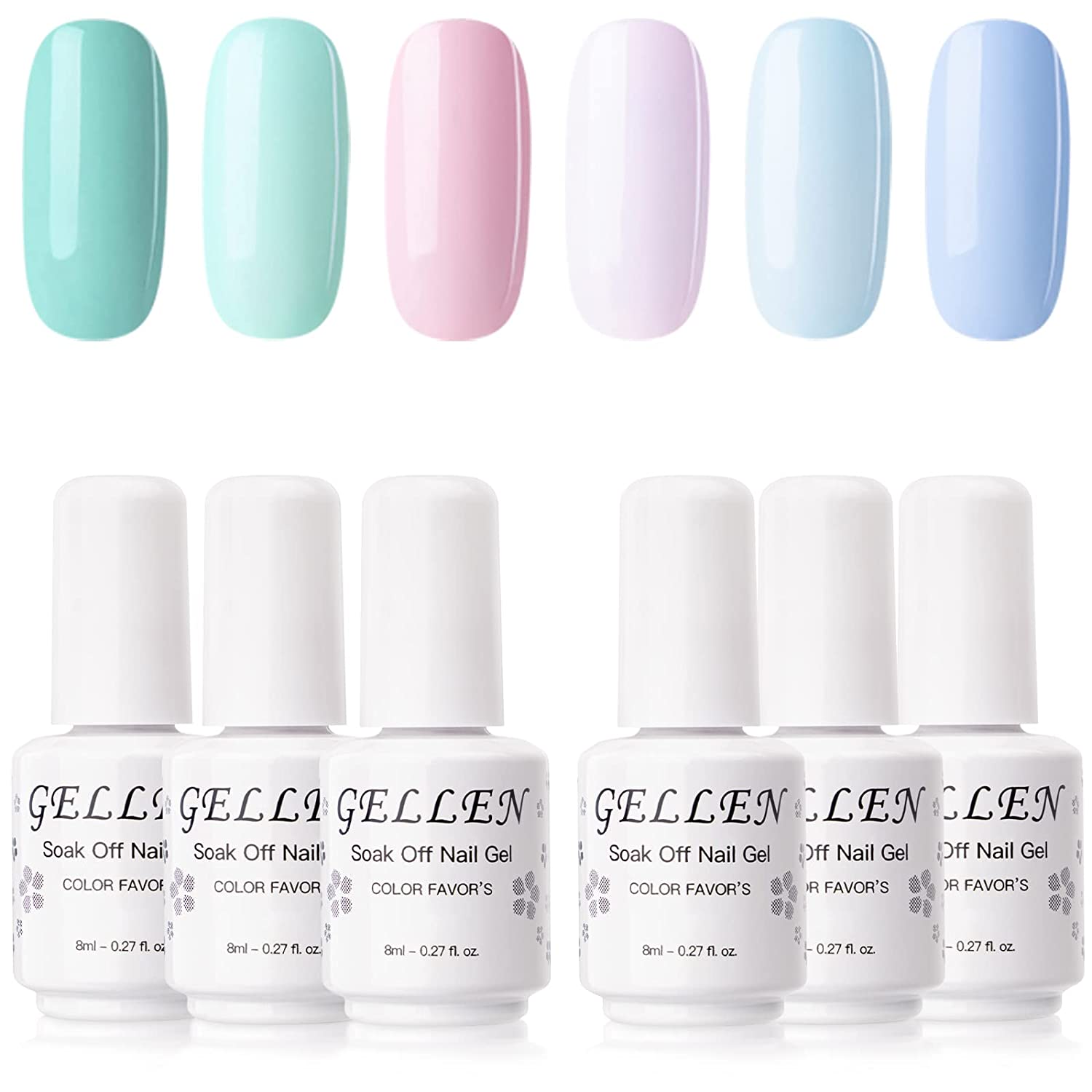 Gellen Gel Nail Polish Kit- Nude Grays 6 Colors, Popular Nail Art Design Classic Pastels Natural Shades Gel Polish Home Gel Manicure Set