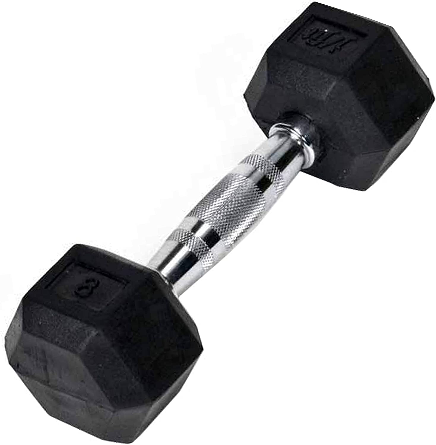 JFIT Rubber Hex Dumbbell - 15 Size, Single and Pair Options, 4-50lbs - Shaped Heads Prevent Rolling and Injury - Ergonomic Hand Weights for Exercise, Therapy, Muscle, Strength and Weight Training