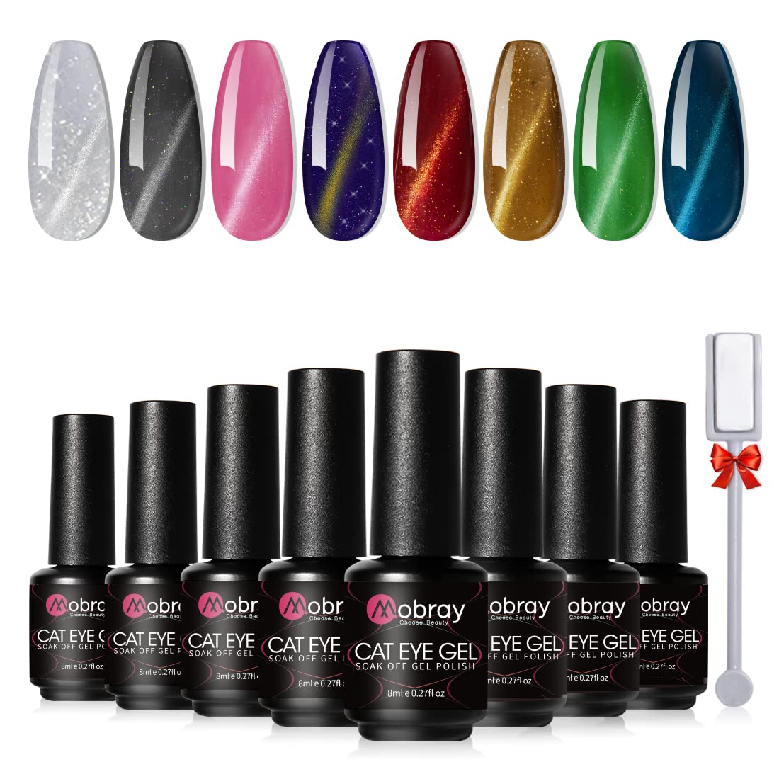 Mobray Gel Nail Polish Set, 6 Spring Summer Blue Nude Purple Colors With No Wipe Top Coat And Base Coat for Nail Art Manicure.