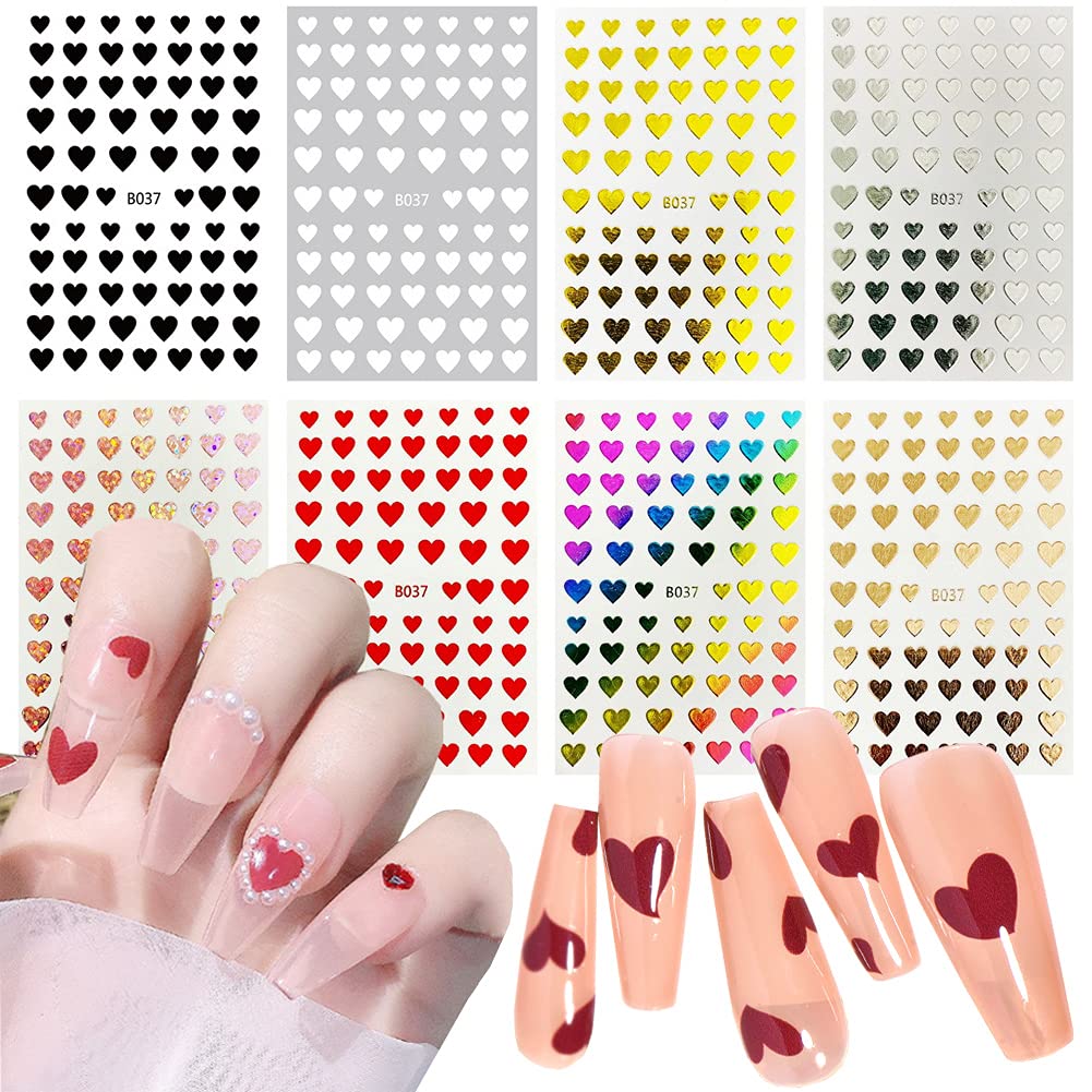 Star Nail Art Stickers Decals Nail Art Supplies 3D Self-Adhesive Nail Slider Stars Stickers Glitter Shiny Decoration Decal DIY Transfer Adhesive Colorful Nail Art Tips Manicure Accessories 8 Sheets