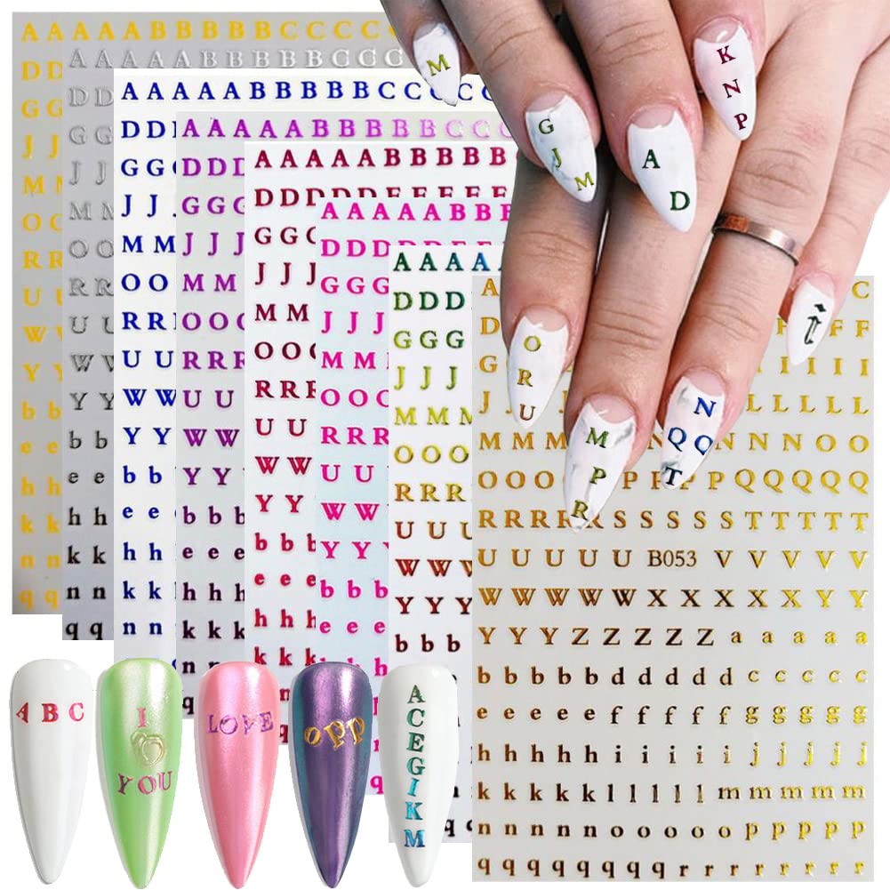 Star Nail Art Stickers Decals Nail Art Supplies 3D Self-Adhesive Nail Slider Stars Stickers Glitter Shiny Decoration Decal DIY Transfer Adhesive Colorful Nail Art Tips Manicure Accessories 8 Sheets