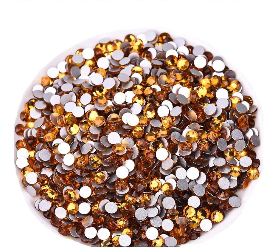 Jollin Glue Fix Crystal Flatback Rhinestones Glass Diamantes Gems for Nail Art Crafts Decorations Clothes Shoes(ss20 1440pcs, Siam)