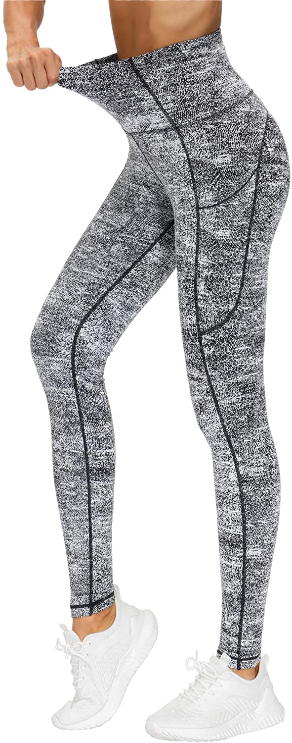 THE GYM PEOPLE Thick High Waist Yoga Pants with Pockets, Tummy Control Workout Running Yoga Leggings for Women