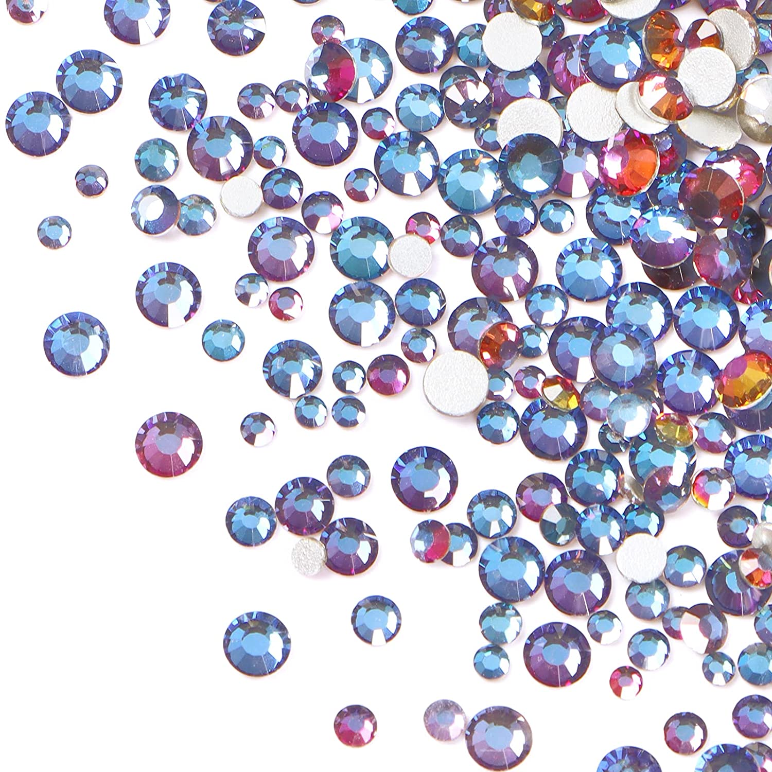 Jollin 3456pcs Flatback Rhinestones Glass Charms Diamantes Gems Stones for Nail Art 6 Size ss4~ss12 Crystal AB