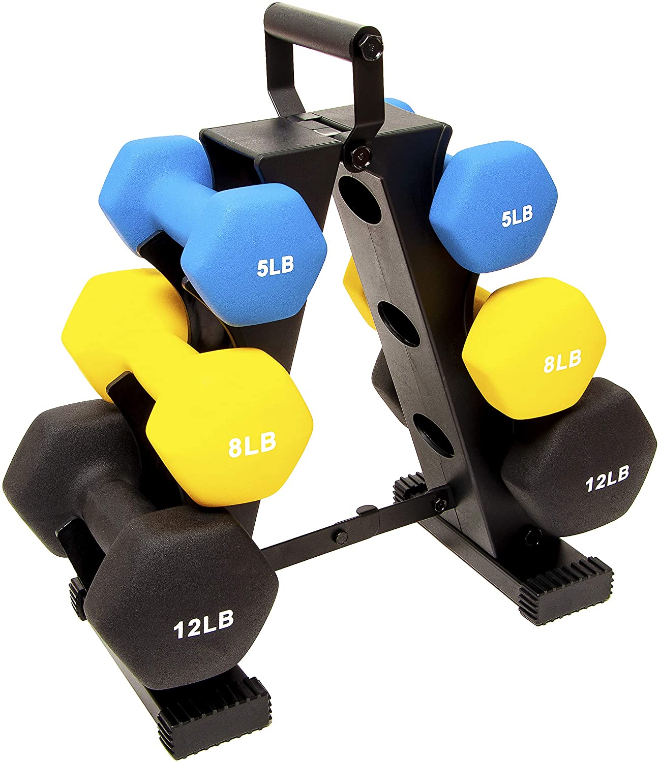 BalanceFrom Colored Neoprene Coated Dumbbell Set with Stand