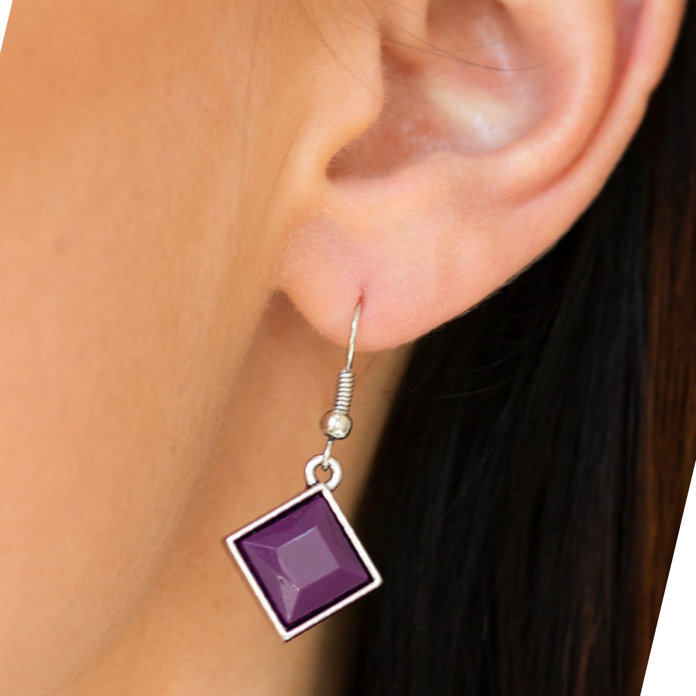 Dark Purple and Silver Earring Set