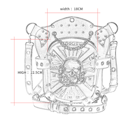 Yoursblack Punk Skull Rose Bag Accessory -Yoursblack Sales Shop