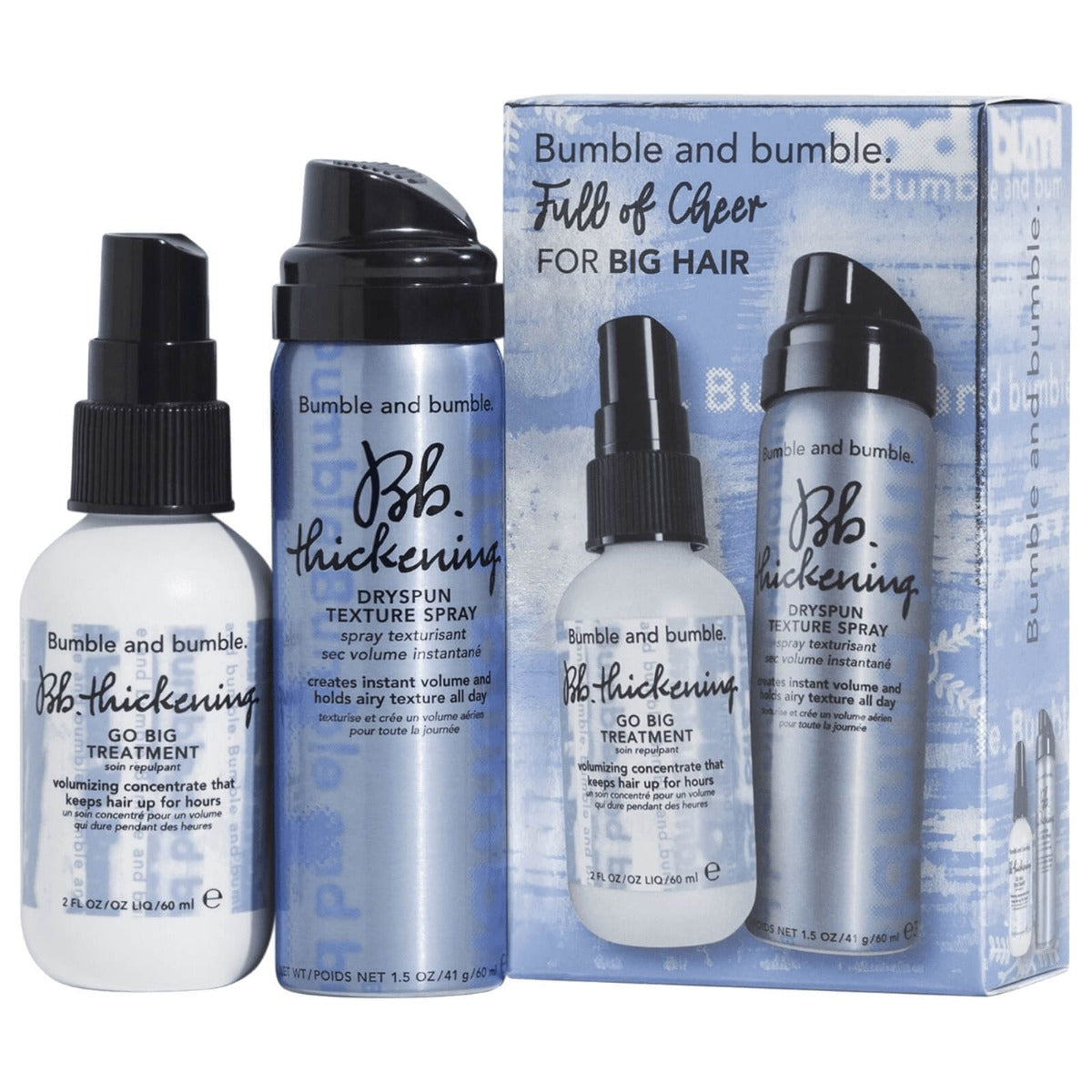 Bumble and Bumble Thickening Go big Treatment and Dryspun Travel SET