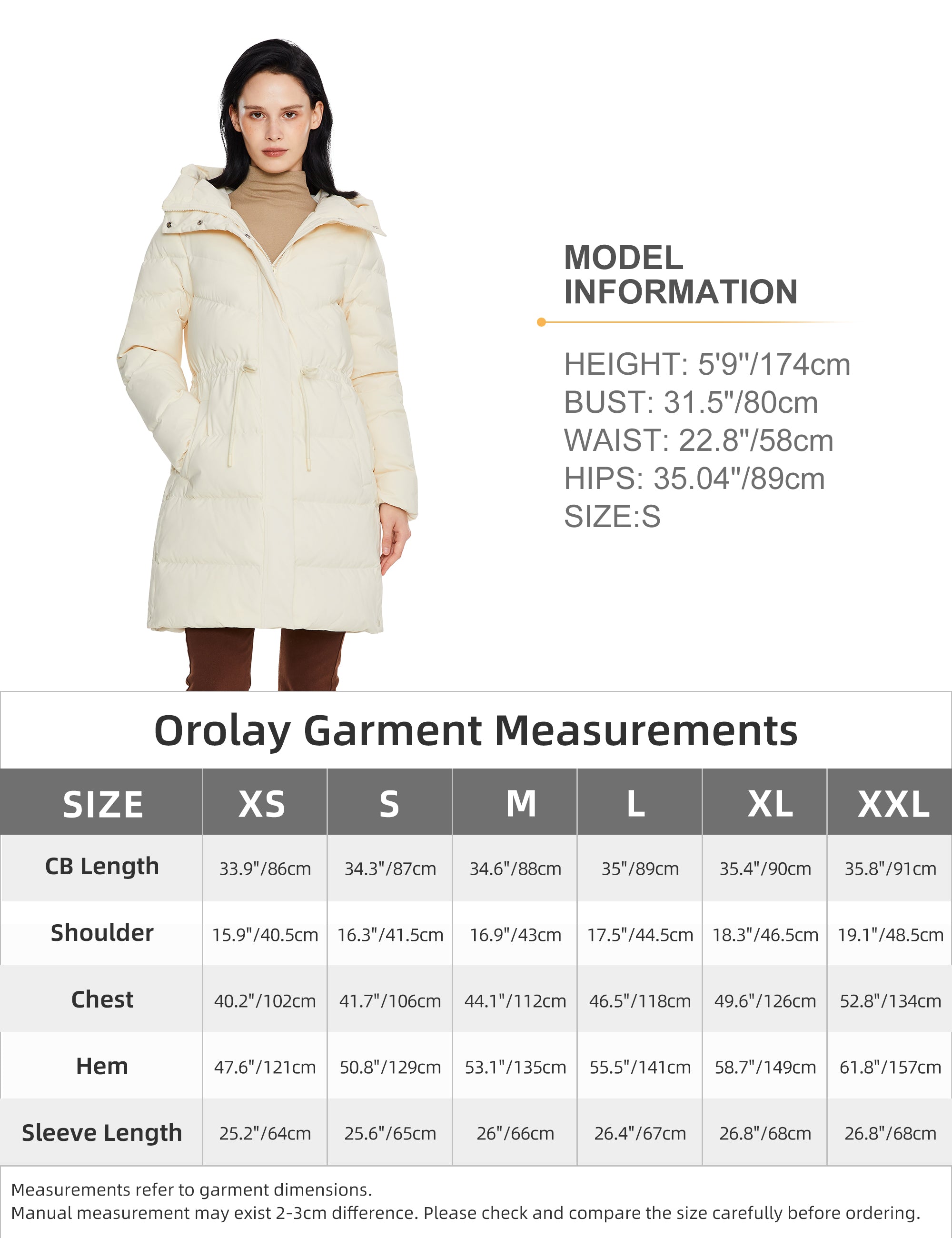 Size chart-ROW231275W – Orolay