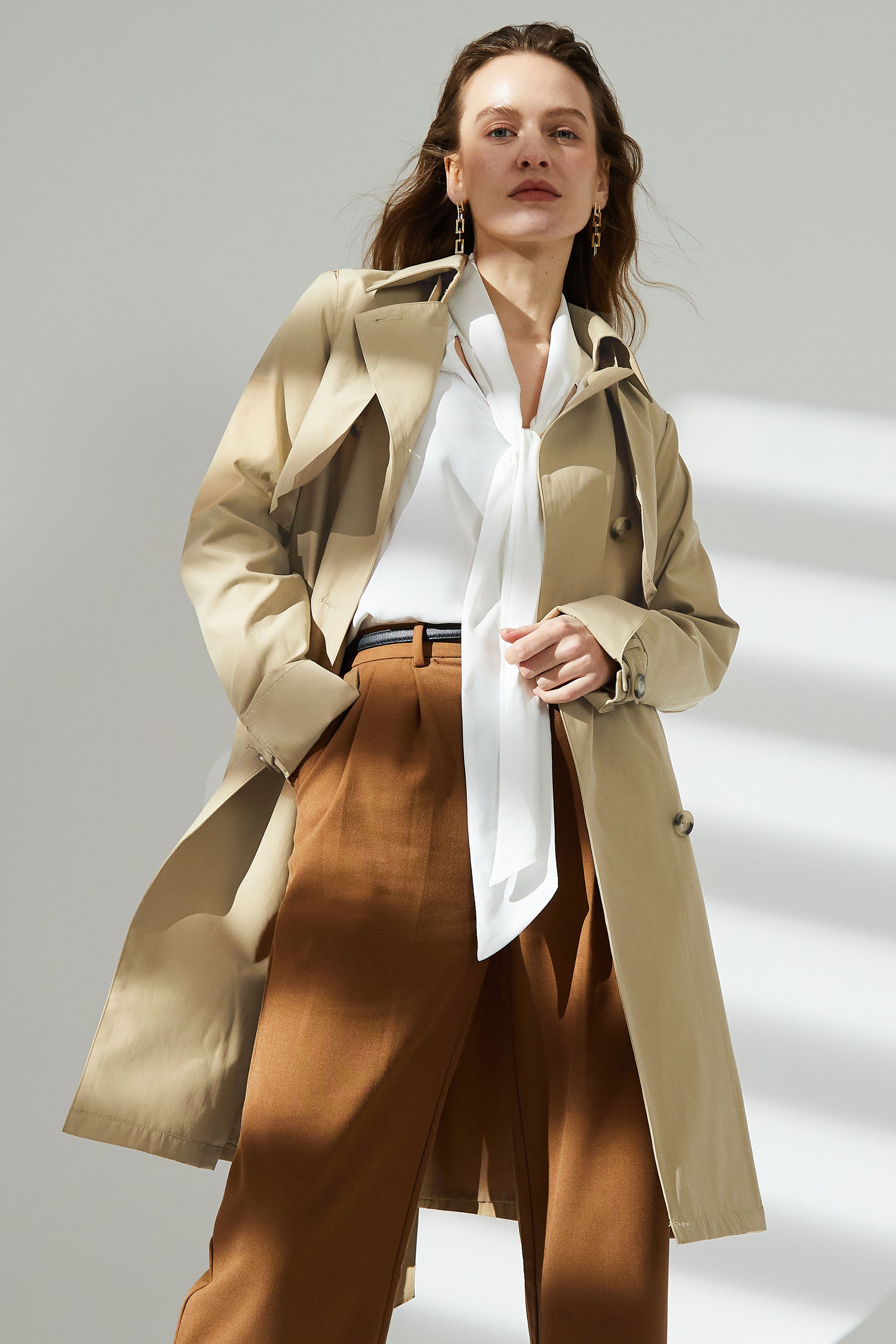 3/4 Length Trench Coat with Removable Vest
