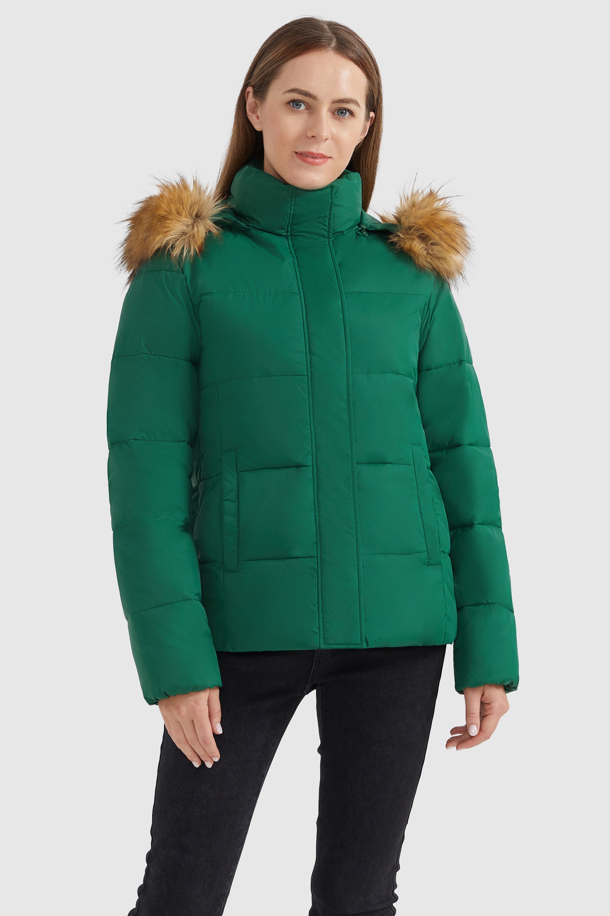 Zipper Hooded Lightweight Puffer Jacket