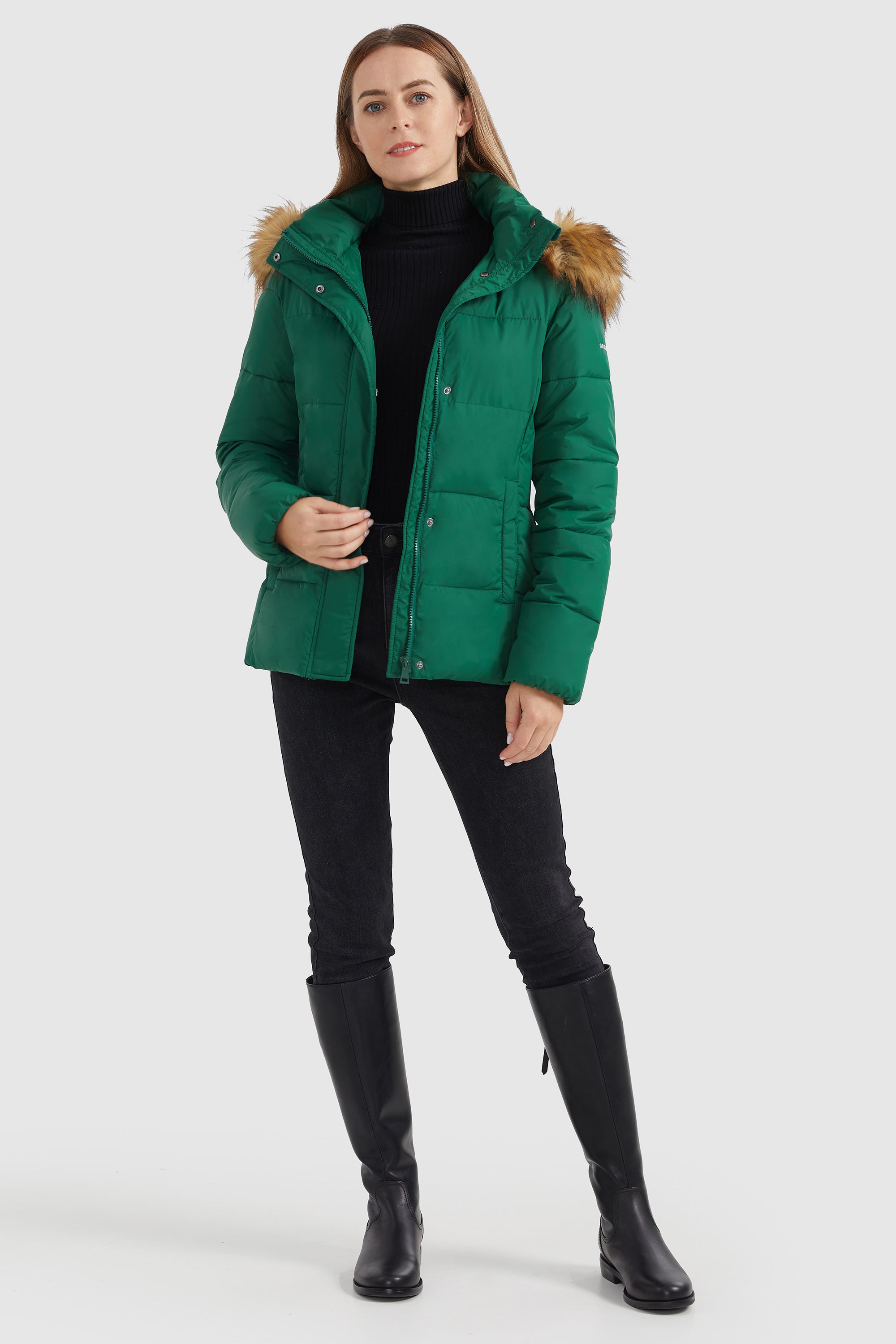 Zipper Hooded Lightweight Puffer Jacket