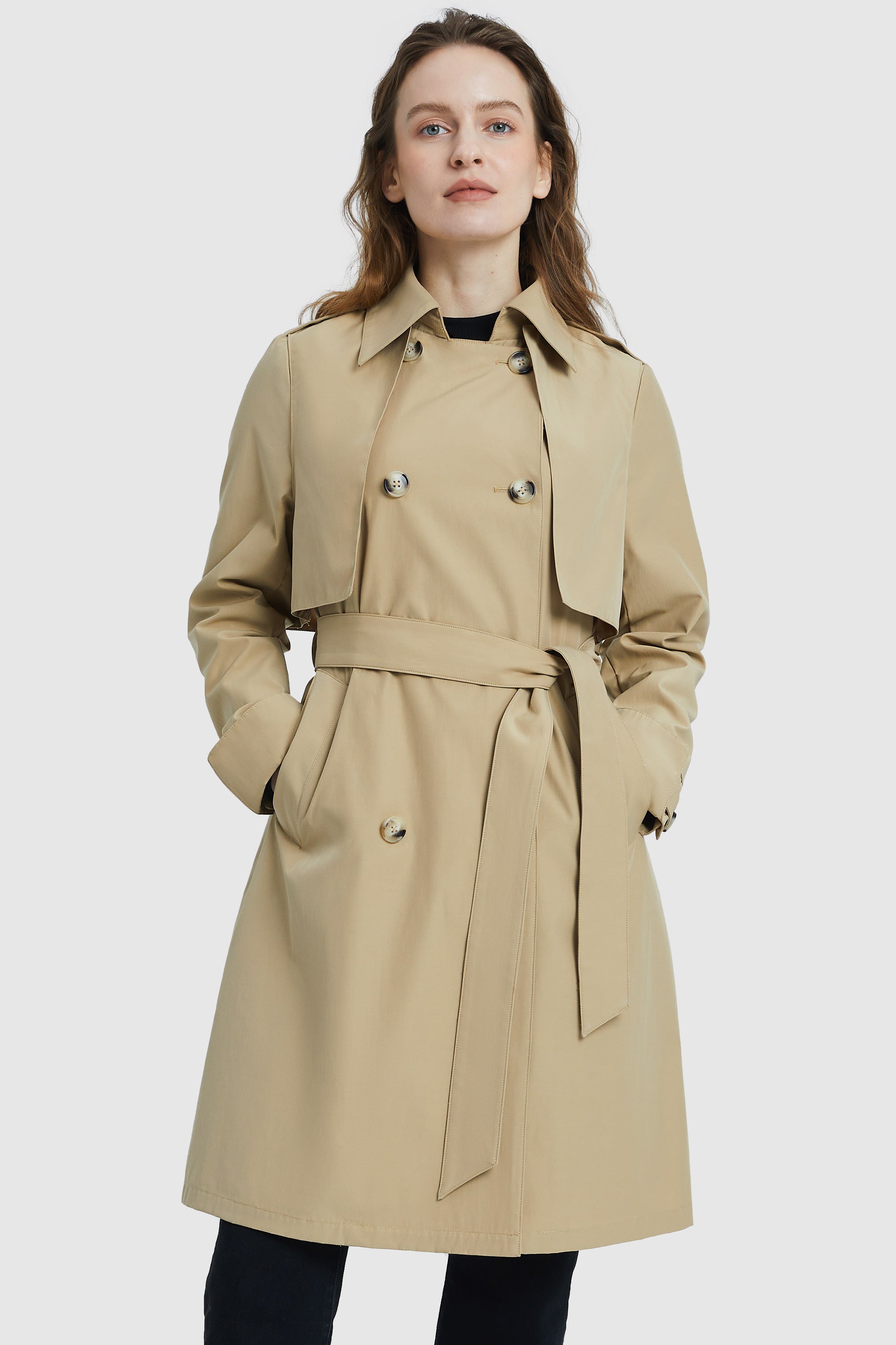 3/4 Length Trench Coat with Removable Vest