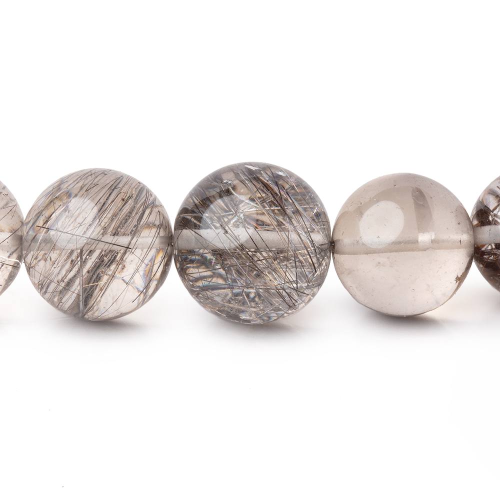  6.5-12mm Rutilated Quartz Plain Round Beads 14.5 inches 41 pieces 