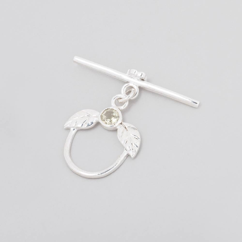  17x18mm Sterling Silver Toggle with Leaves & Lemon Quartz 1 piece 