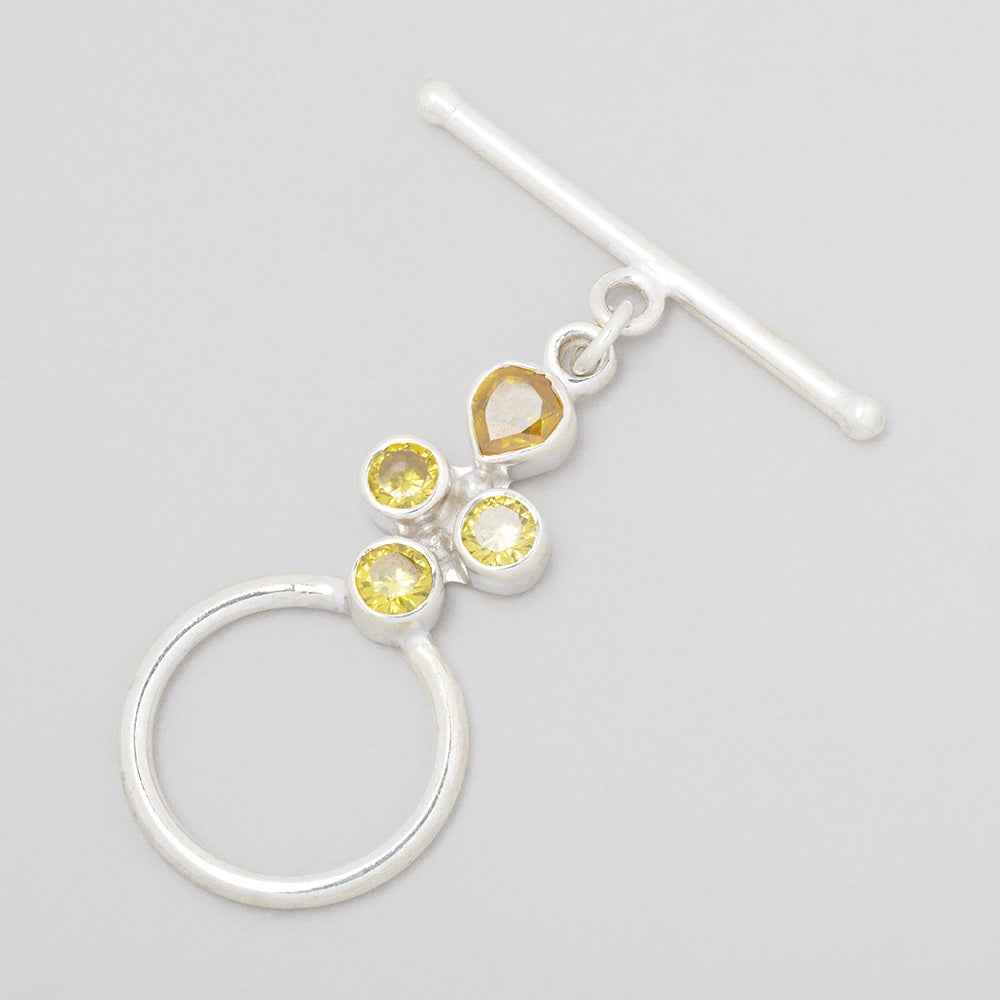  32x18mm Sterling Silver Bezel Yellow CZ Toggle 1 piece 