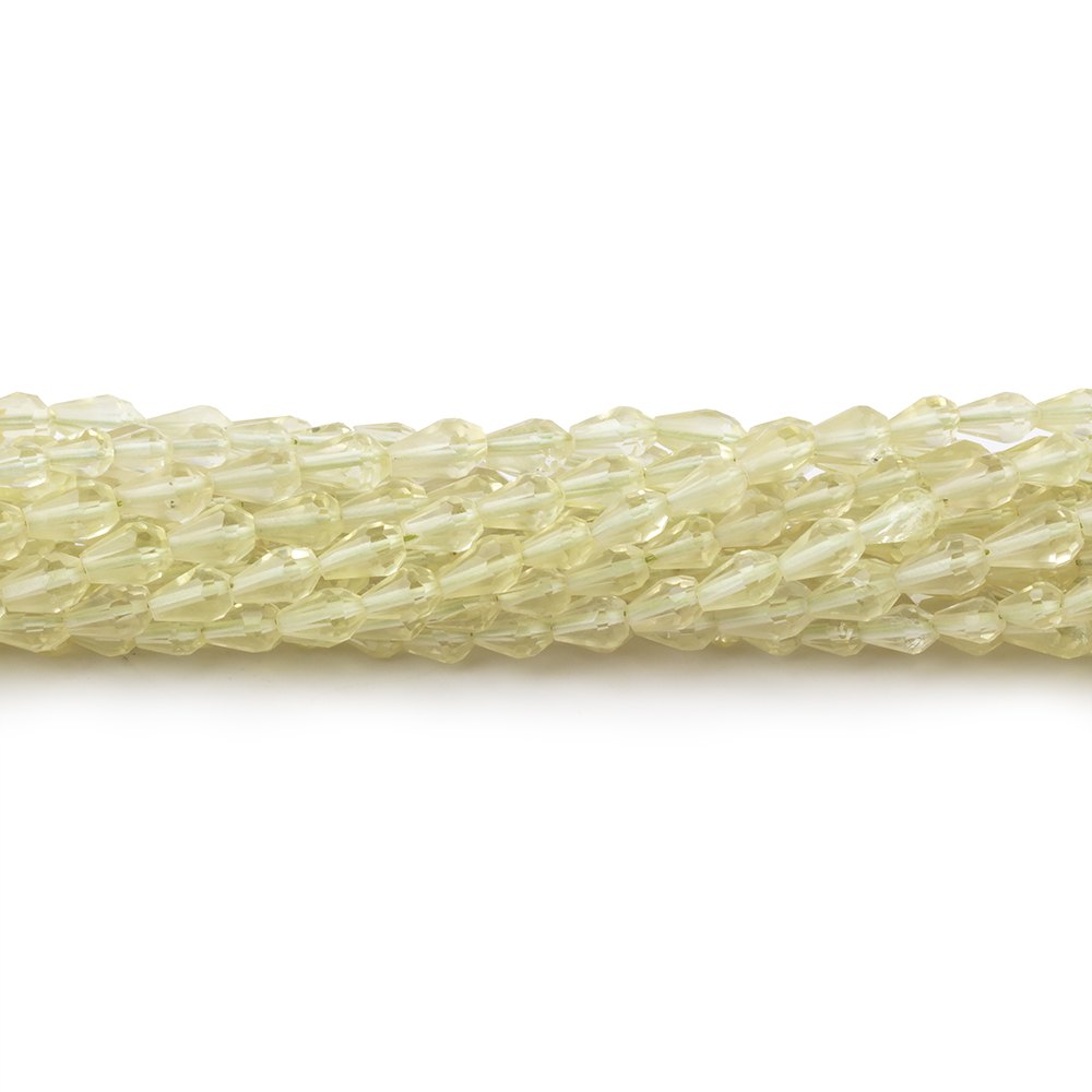  4-4.5mm Lemon Quartz Straight Drilled Tear Drops 14.75 inch 63 Beads 