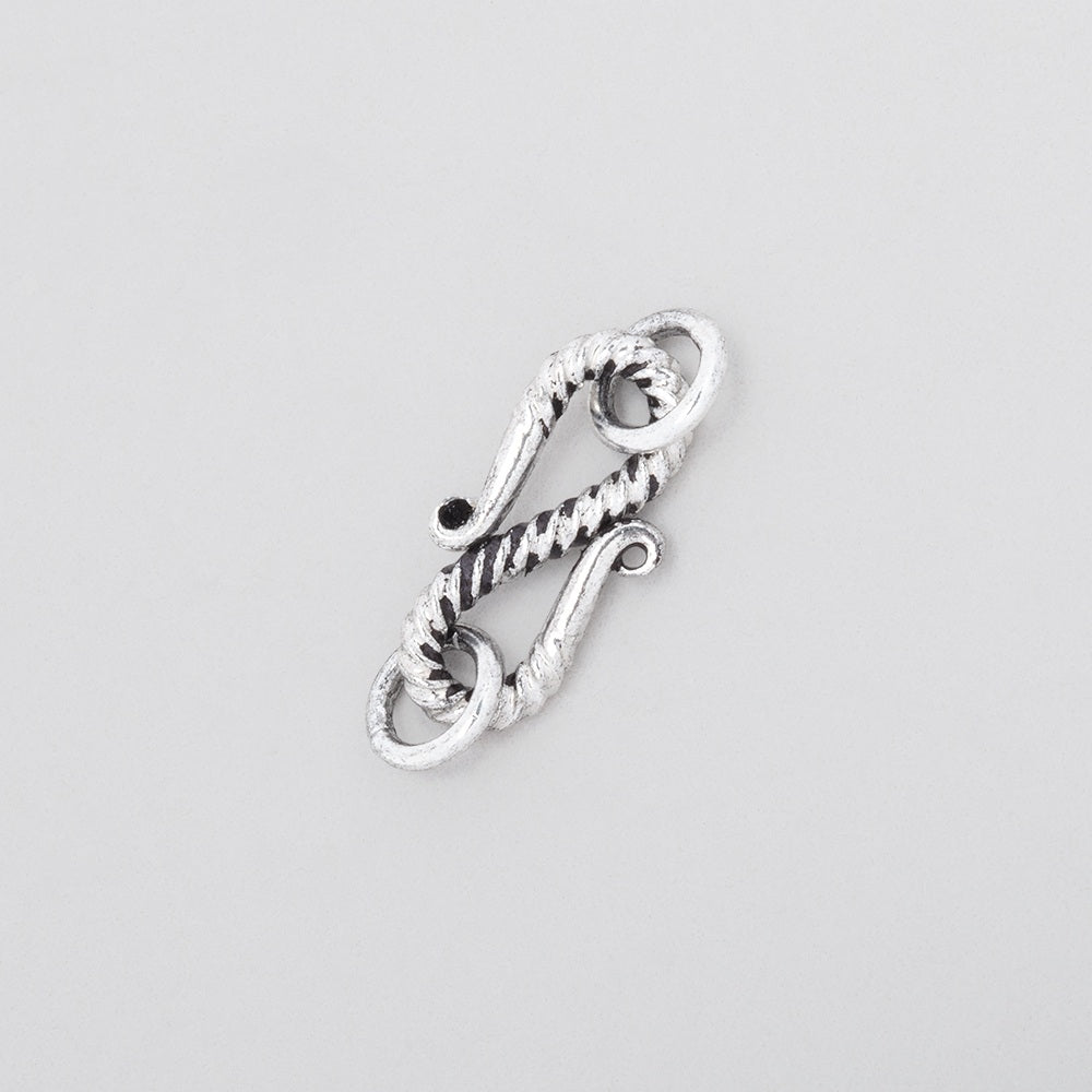  16x8mm Antiqued Sterling Silver Twisted S Hook 1 piece 