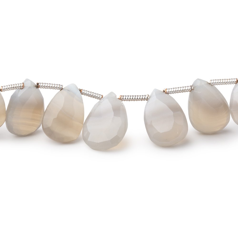  8x7-11x8mm Champagne Agate Faceted Pear Beads 8 inch 18 pieces 
