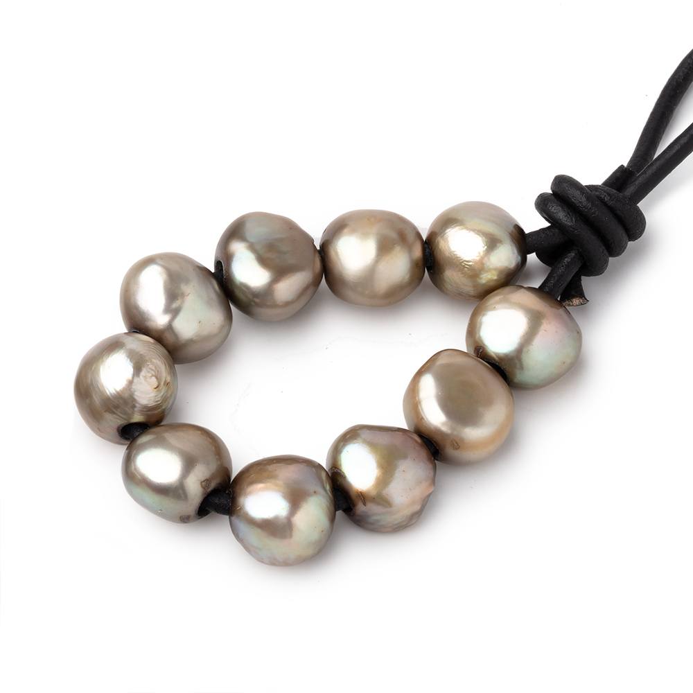  9-11mm Celadon Green Large Hole Baroque Pearls Set of 10 