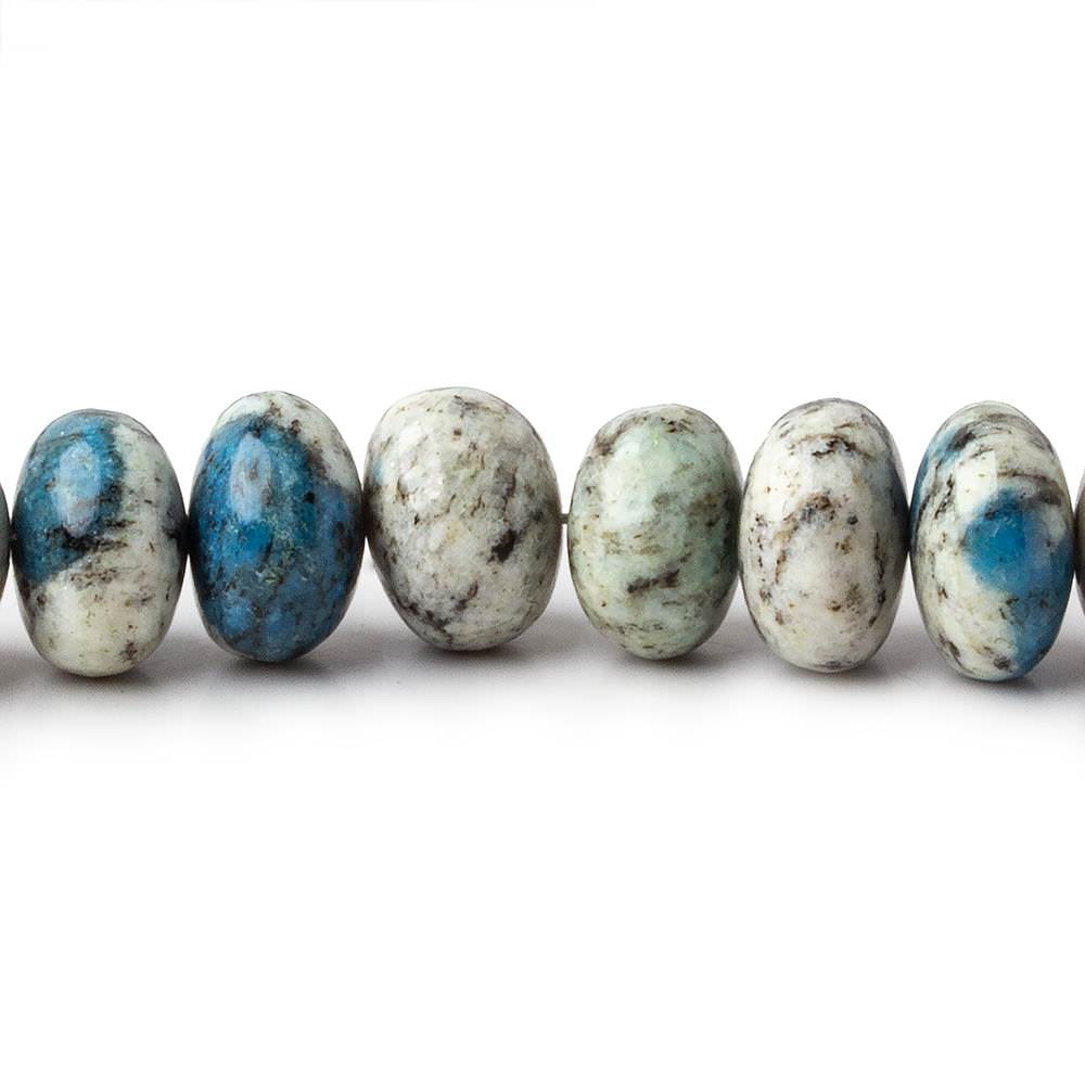  10-10.5mm K2 Azurite Granite "K2 Jasper" plain rondelles 16 inch 58 beads 