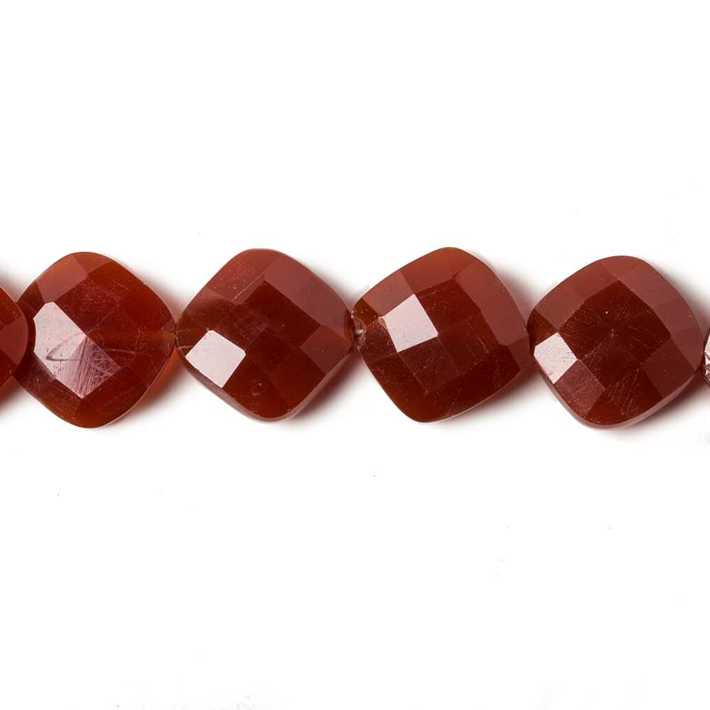  10-11mm Dark Carnelian faceted pillow beads 8 inch 16 pieces 
