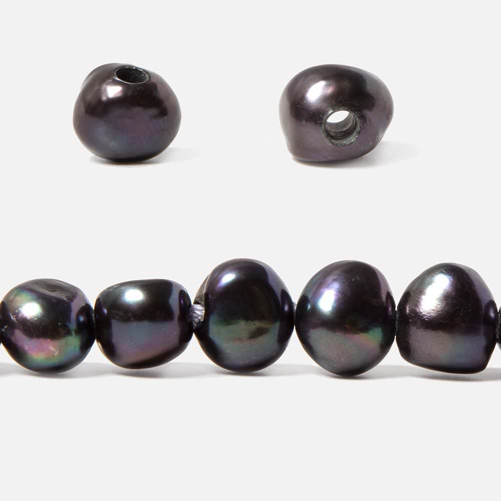  10-11mm Dark Peacock Baroque Side Drill 2.5mm large hole Pearl 44 pcs 
