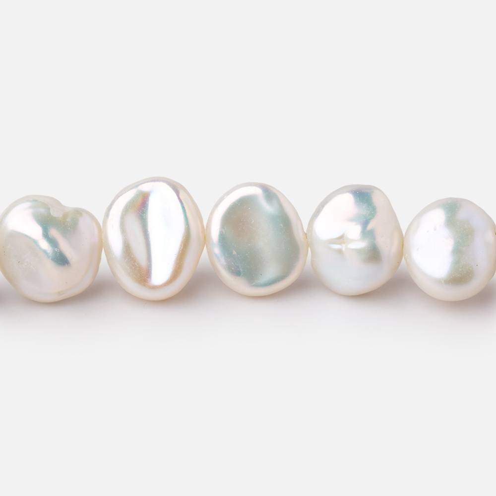  10-11mm Off White Side Drilled Keshi Freshwater Pearls 15.5 inch 40 pieces 