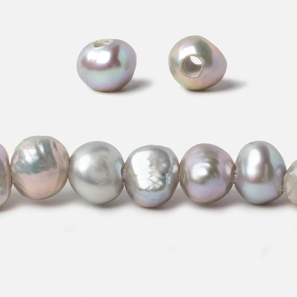  10-11mm Rose' Silver Baroque large hole Freshwater Pearls 16 inch 50 pieces 