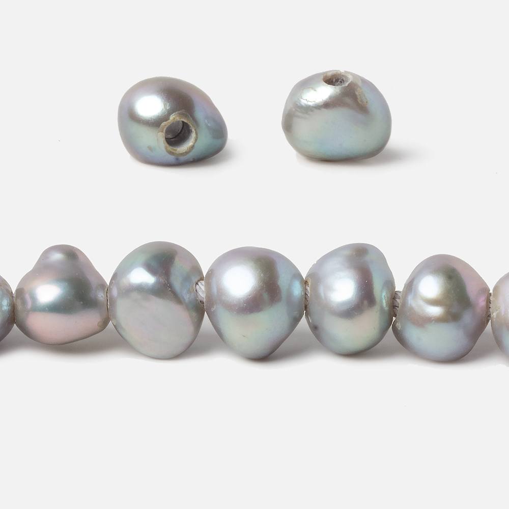  10-11mm Teal Silver Baroque large hole Freshwater Pearls 16 inch 50 pieces 