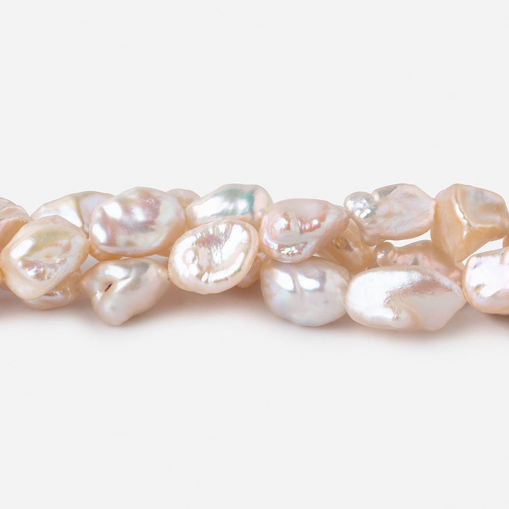  10-12mm Peach Straight Drilled Keshi Freshwater Pearls 15.5 inch 38 pieces 